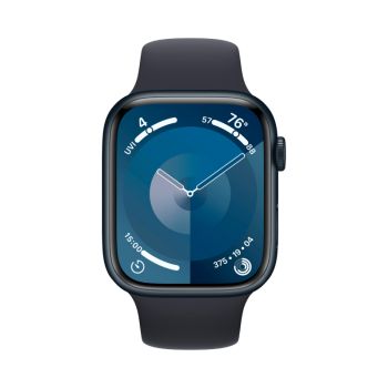Apple Watch Series 9, 41 мм, корпус из алюминия цвета тёмная ночь, спортивный ремешок цвета тёмная ночь, размер S/M